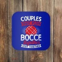 Couples Play Bocce Together Stay Together Bocce Ball Gift Coaster thumb 0