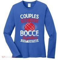 Couples Play Bocce Together Stay Together Bocce Ball Gift Women's Long Sleeve Shirt thumb 0