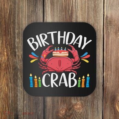 Crab Party Birthday Crab Birthday Coaster
