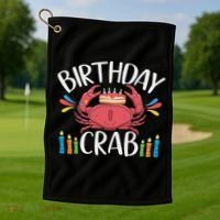 Crab Party Birthday Crab Birthday Golf Towel thumb 1