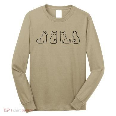 Cat Poses Cat Lover Minimalist Art Long Sleeve Shirt