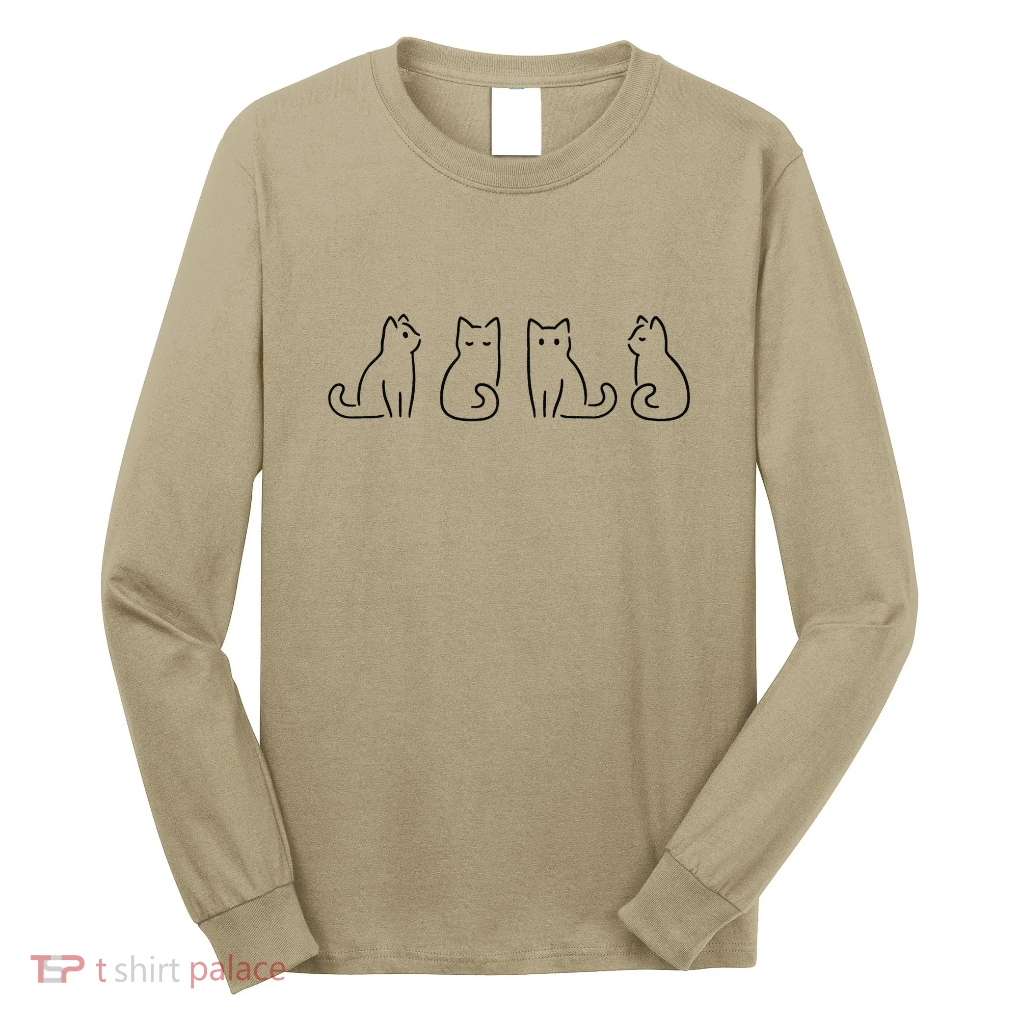 Cat Poses Cat Lover Minimalist Art Long Sleeve Shirt
