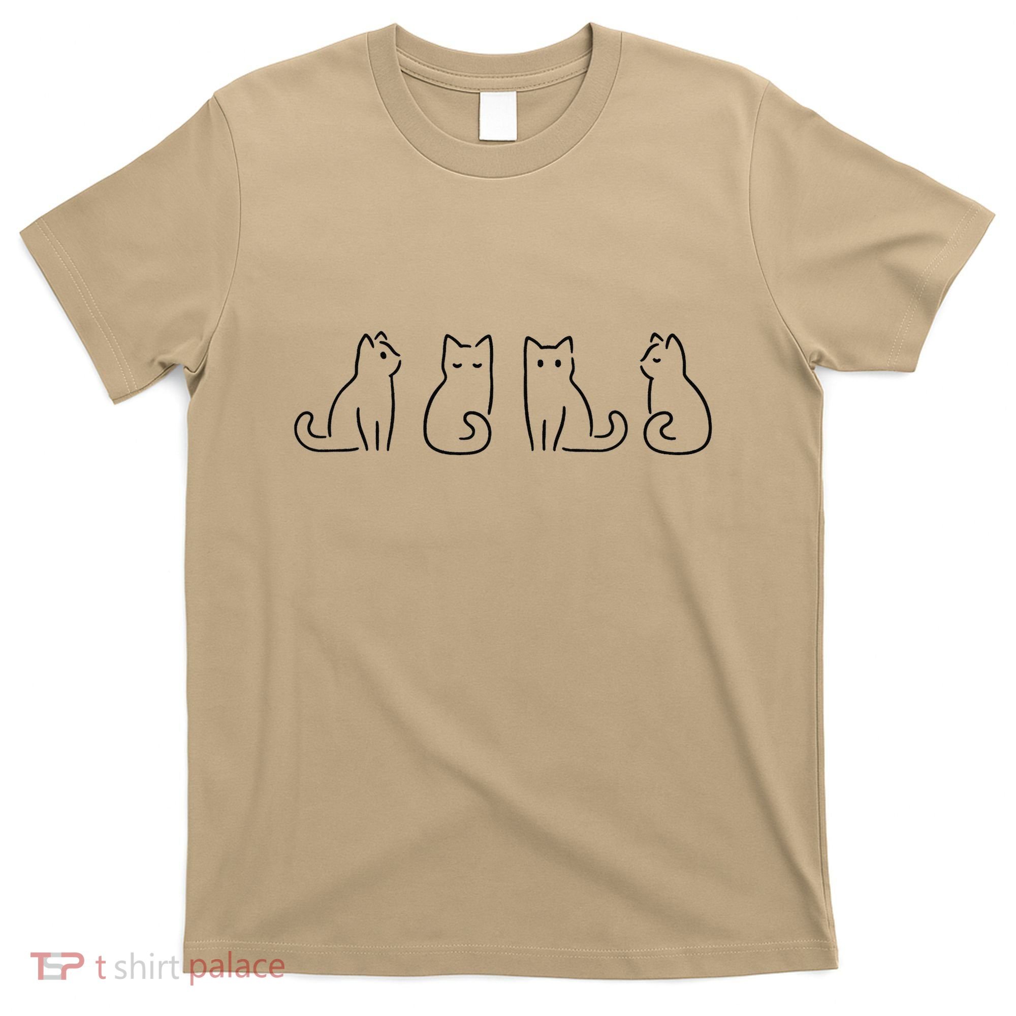 Cat Poses Cat Lover Minimalist Art T-Shirt