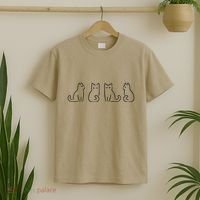 Cat Poses Cat Lover Minimalist Art T-Shirt thumb 2