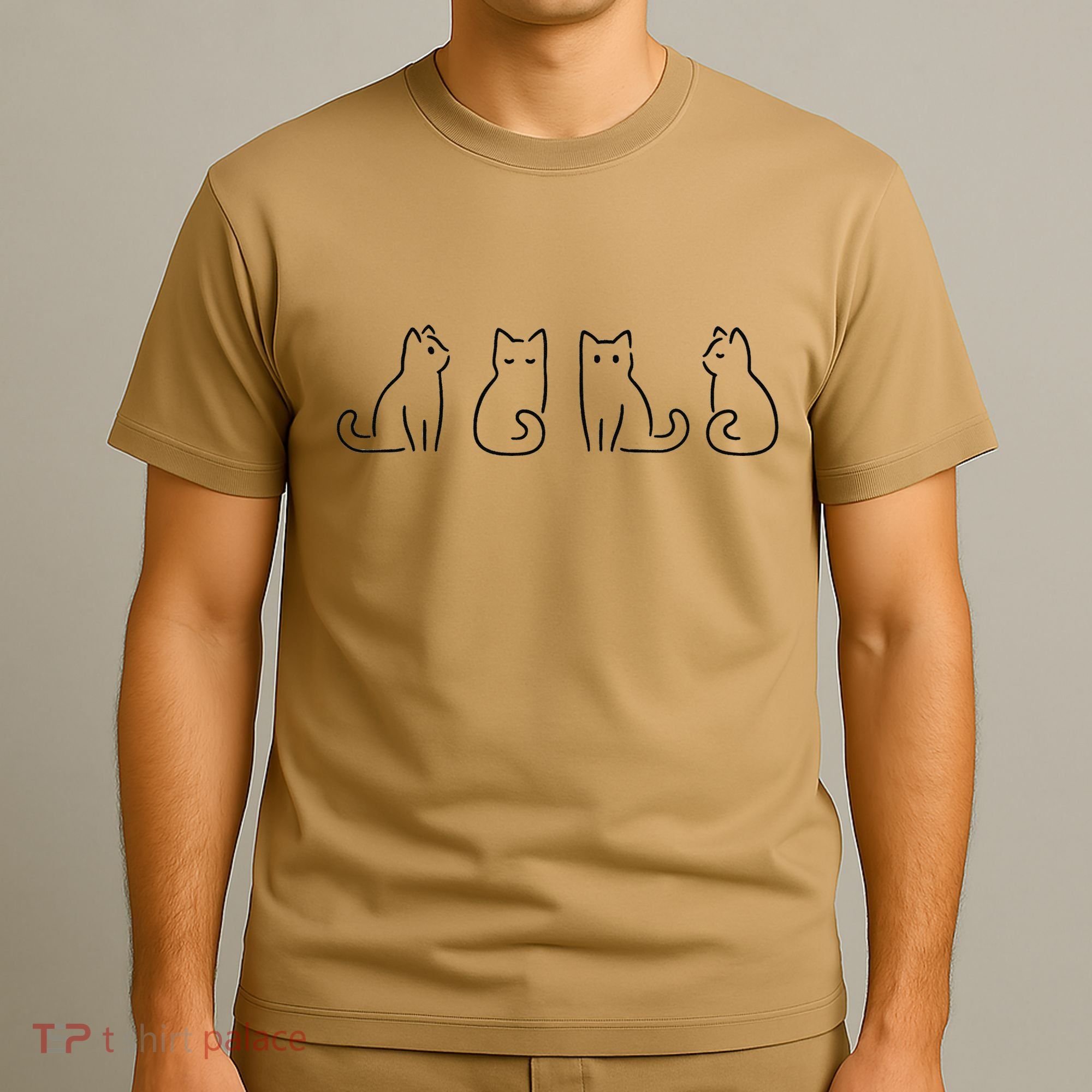 Cat Poses Cat Lover Minimalist Art T-Shirt