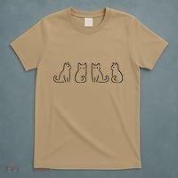 Cat Poses Cat Lover Minimalist Art T-Shirt thumb 5