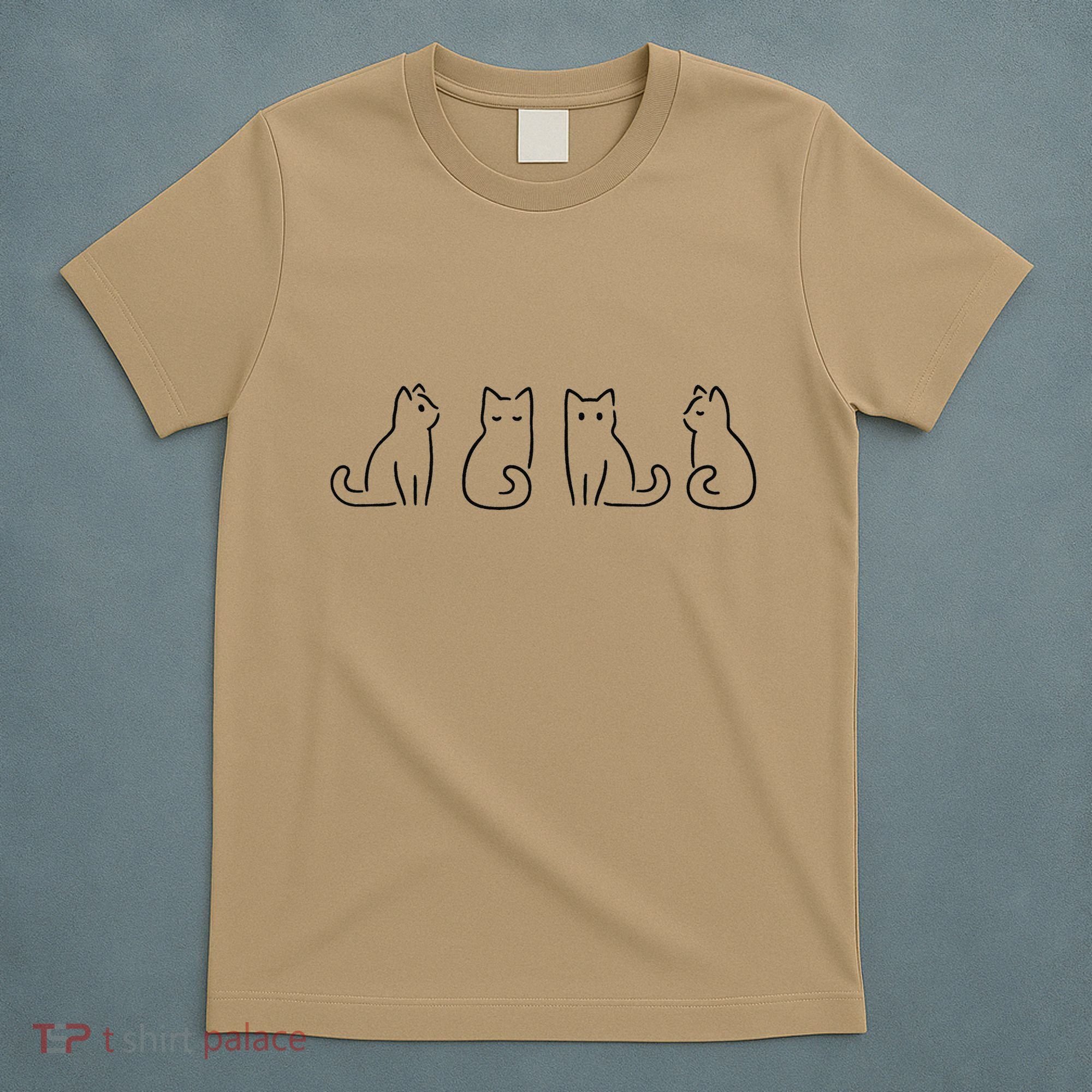 Cat Poses Cat Lover Minimalist Art T-Shirt