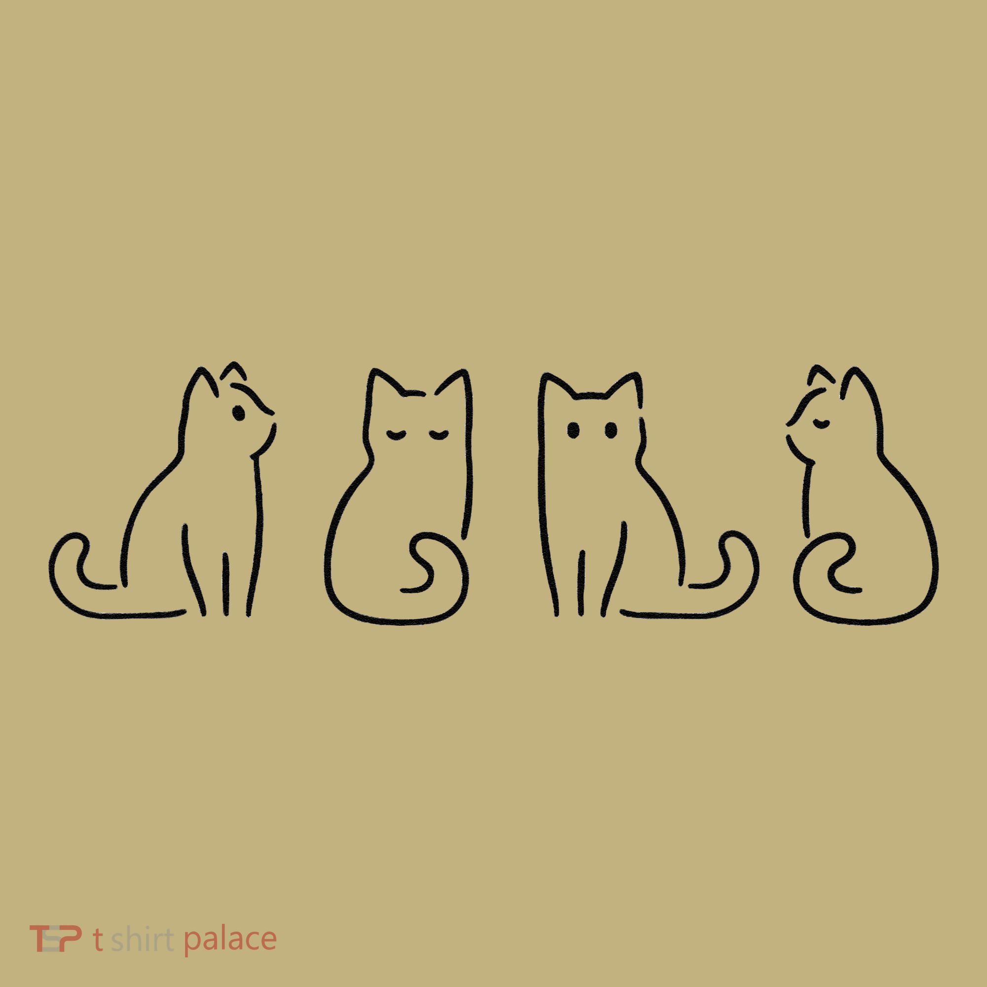 Cat Poses Cat Lover Minimalist Art T-Shirt