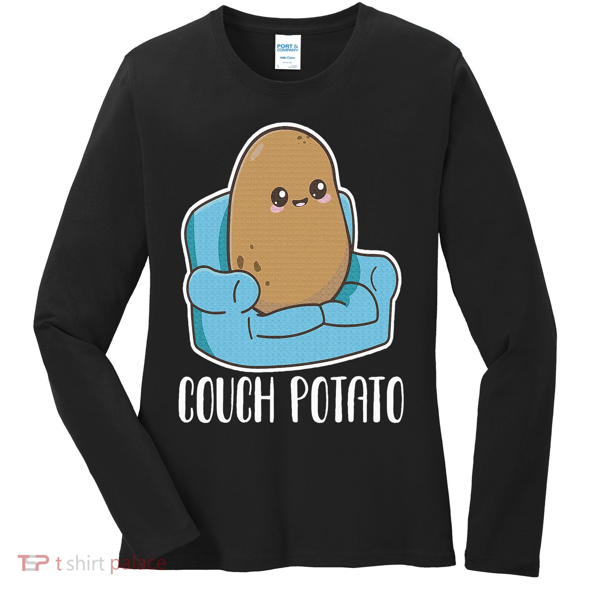 Couch Potato Cute Kawaii Funny Potato Costume Women's Long Sleeve Shirt