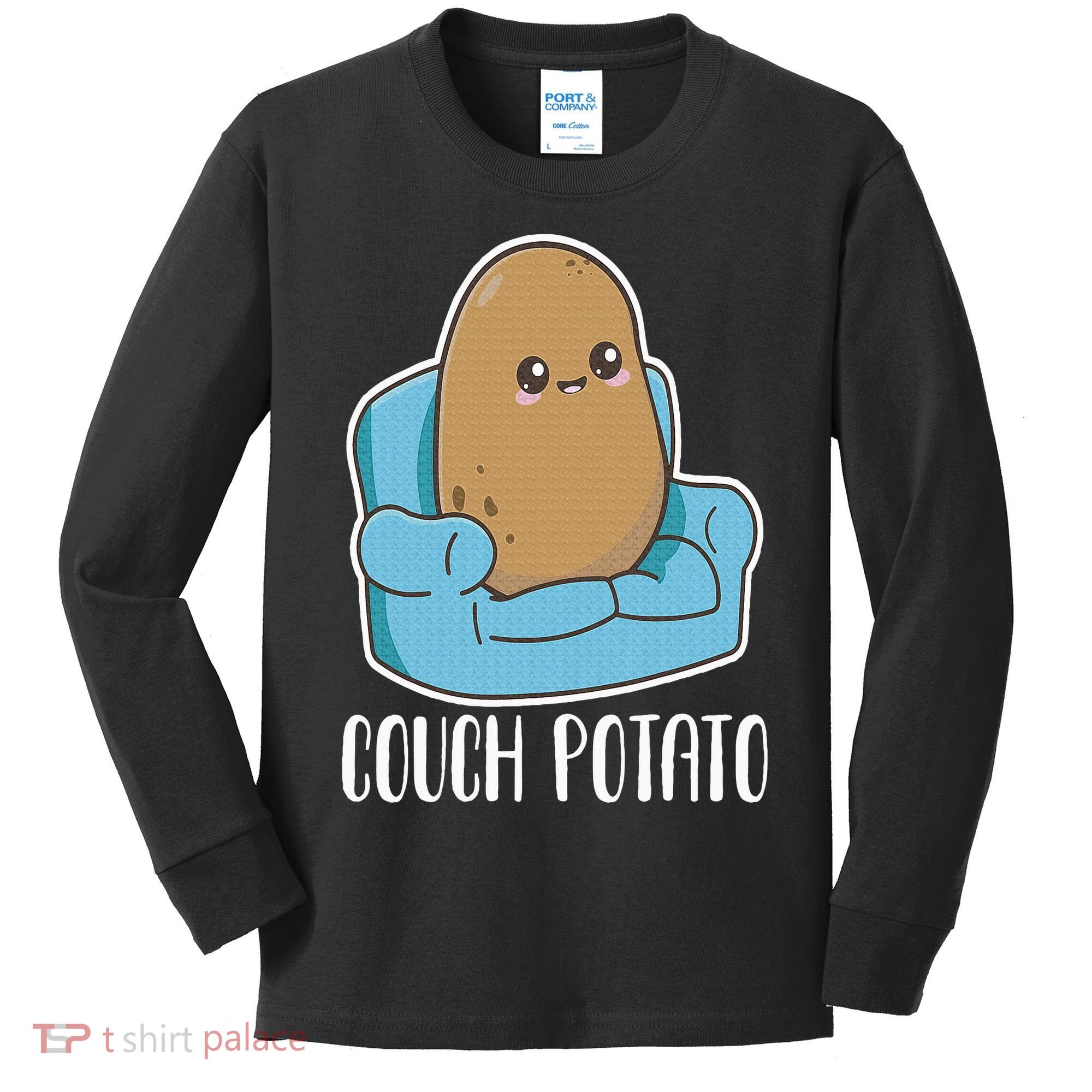 Couch Potato Cute Kawaii Funny Potato Costume Kids Long Sleeve Shirt