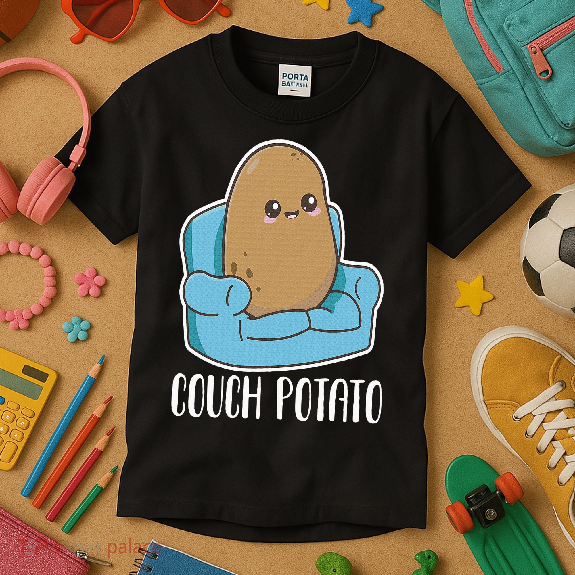 Couch Potato Cute Kawaii Funny Potato Costume Kids T-Shirt