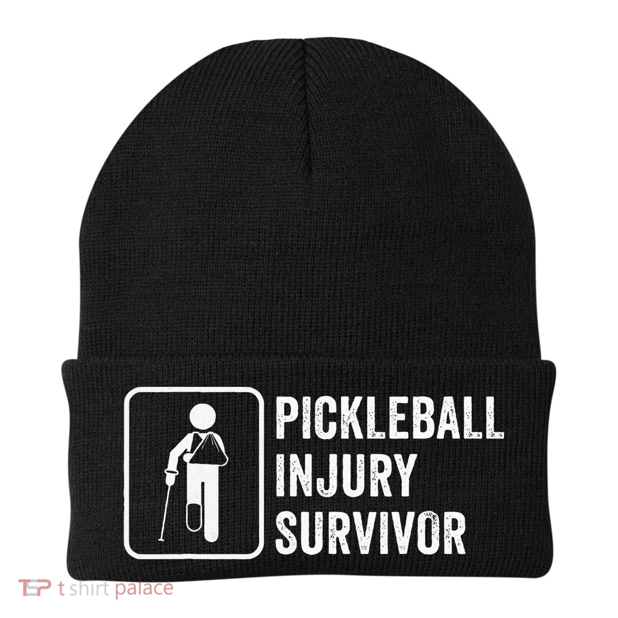 Cool Pickleball Coach With Saying Pickleball Injury Survivor Beanie