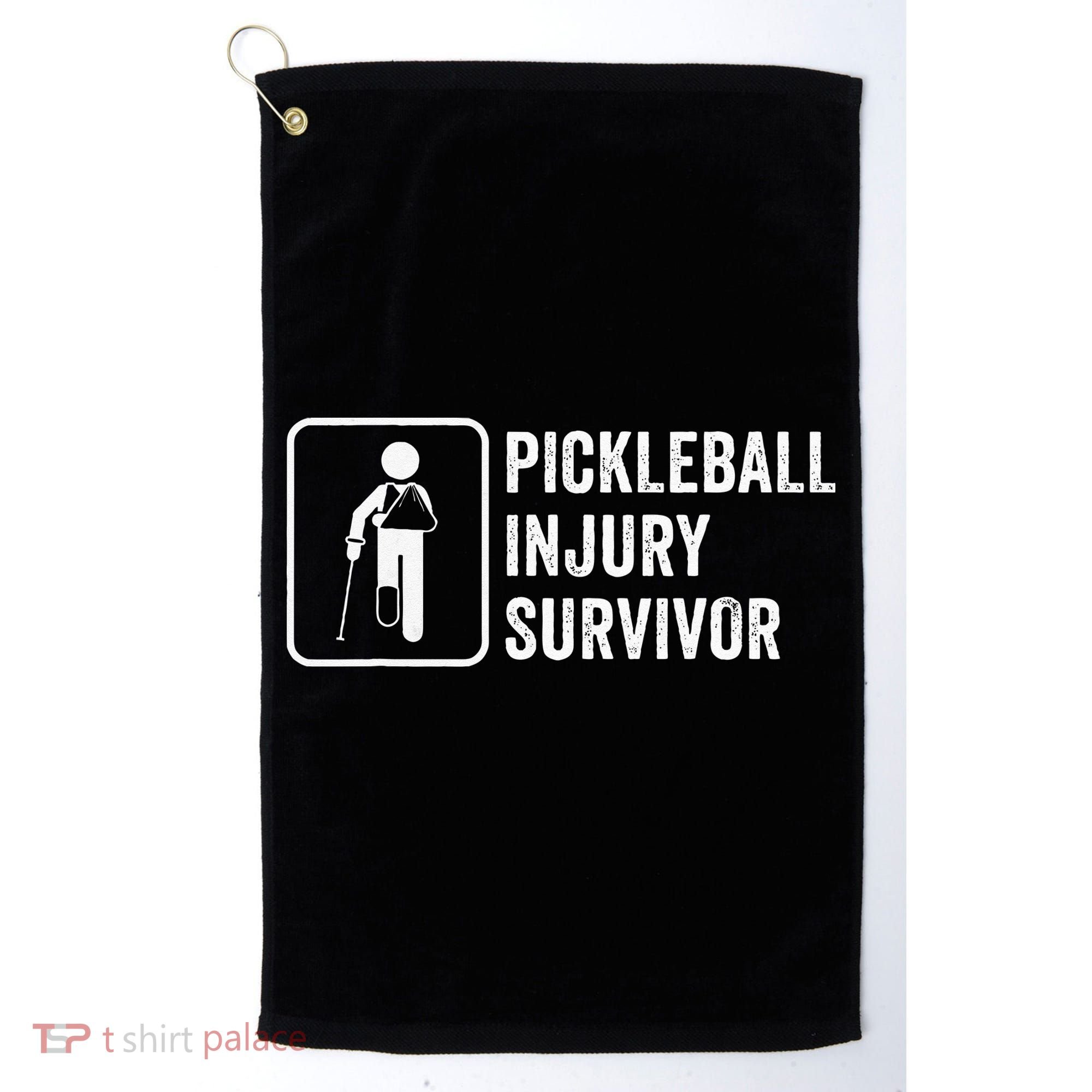 Cool Pickleball Coach With Saying Pickleball Injury Survivor Golf Towel