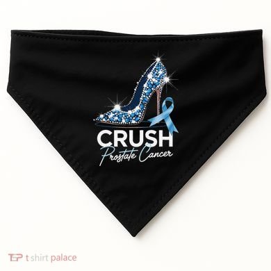 Crush Prostate Cancer Awareness Light Blue Ribbon High USA-Made Doggie Bandana