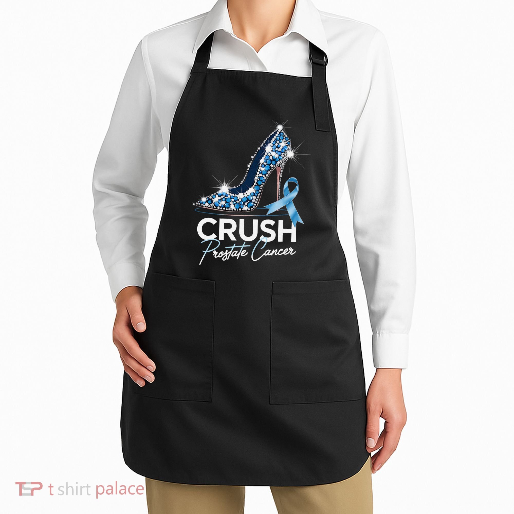 Crush Prostate Cancer Awareness Light Blue Ribbon High Apron