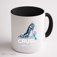 Crush Prostate Cancer Awareness Light Blue Ribbon High Coffee Mug thumb 1