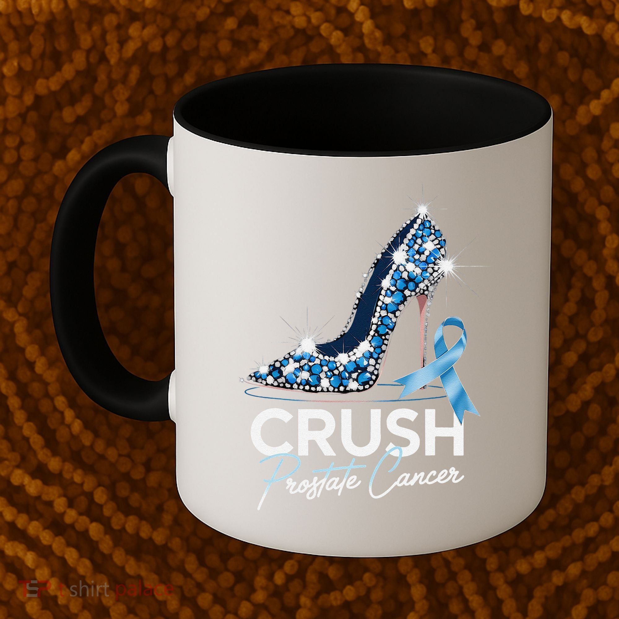 Crush Prostate Cancer Awareness Light Blue Ribbon High Coffee Mug