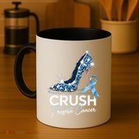 Crush Prostate Cancer Awareness Light Blue Ribbon High Coffee Mug thumb 4