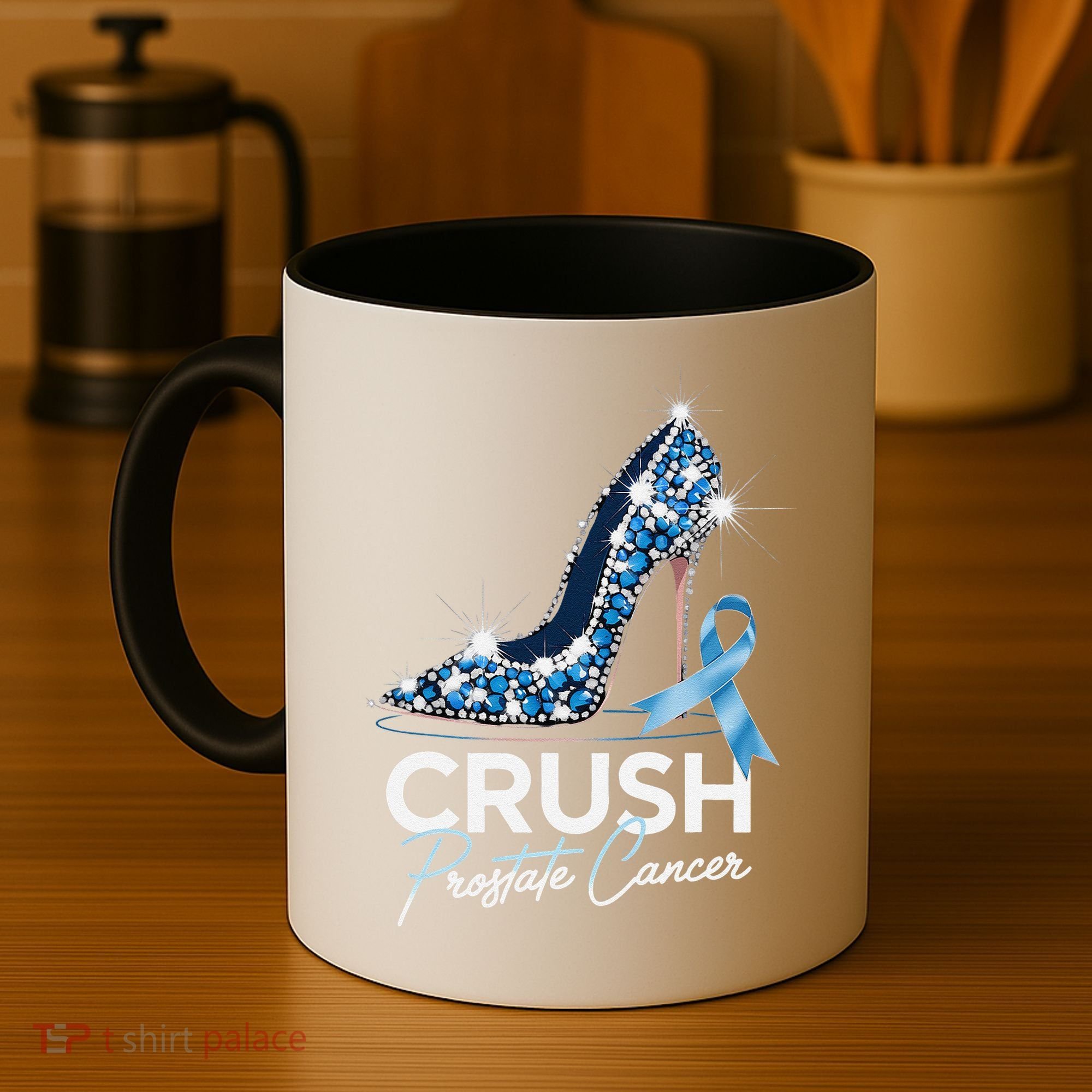 Crush Prostate Cancer Awareness Light Blue Ribbon High Coffee Mug