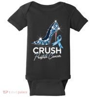 Crush Prostate Cancer Awareness Light Blue Ribbon High Baby Bodysuit thumb 0