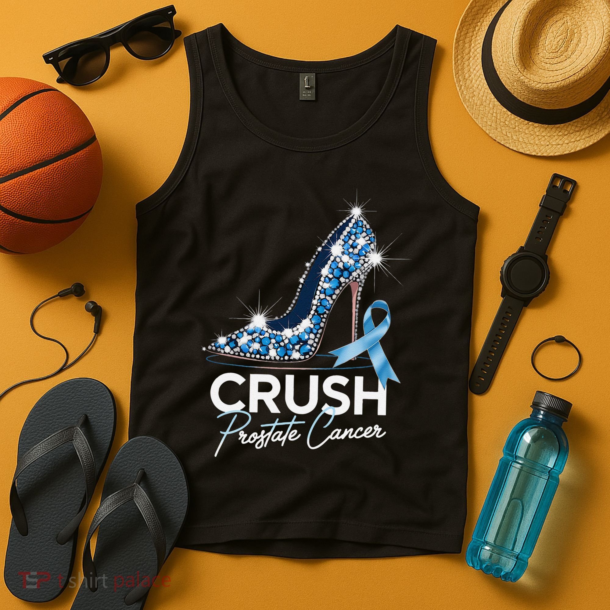 Crush Prostate Cancer Awareness Light Blue Ribbon High Tank Top