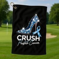 Crush Prostate Cancer Awareness Light Blue Ribbon High Golf Towel thumb 1