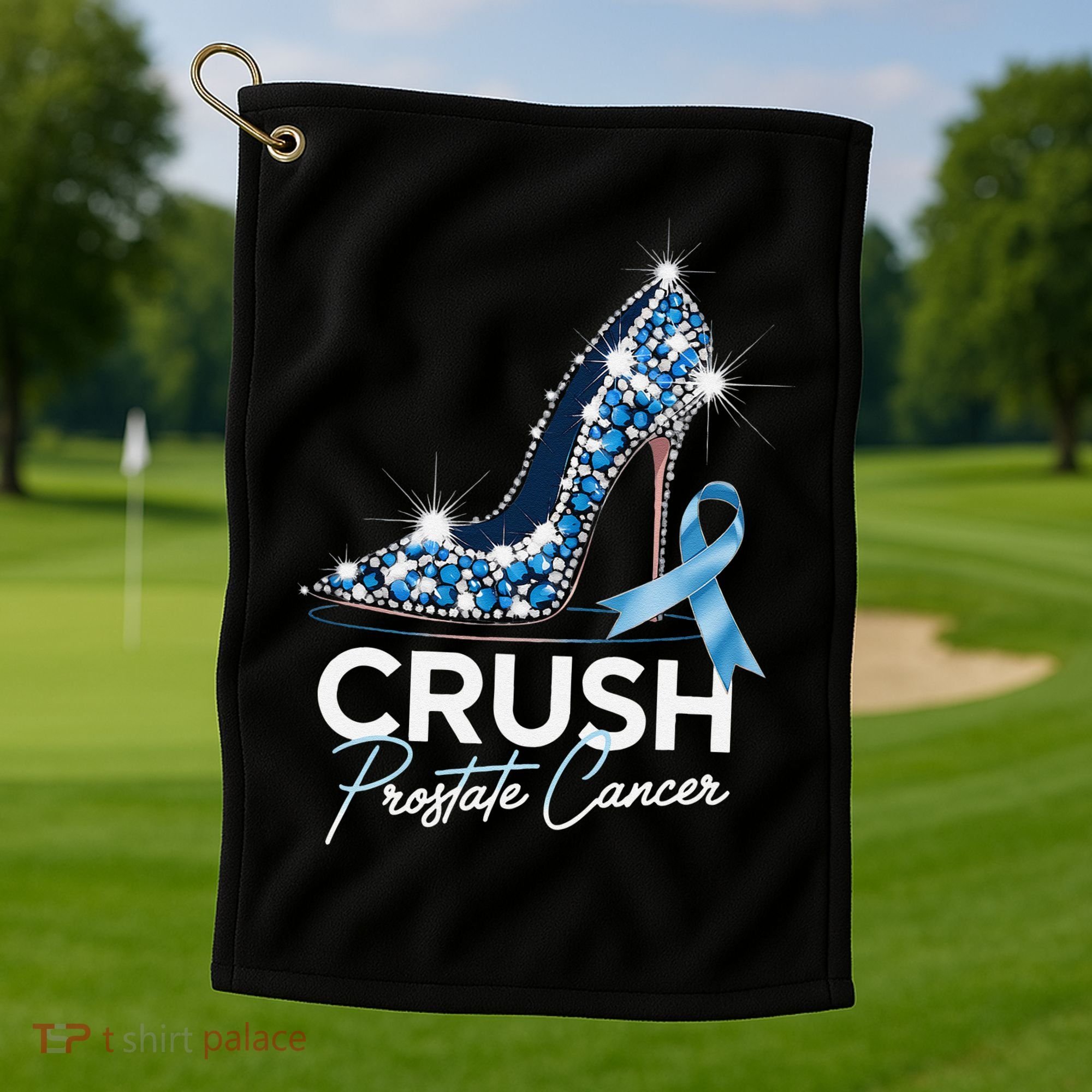 Crush Prostate Cancer Awareness Light Blue Ribbon High Golf Towel
