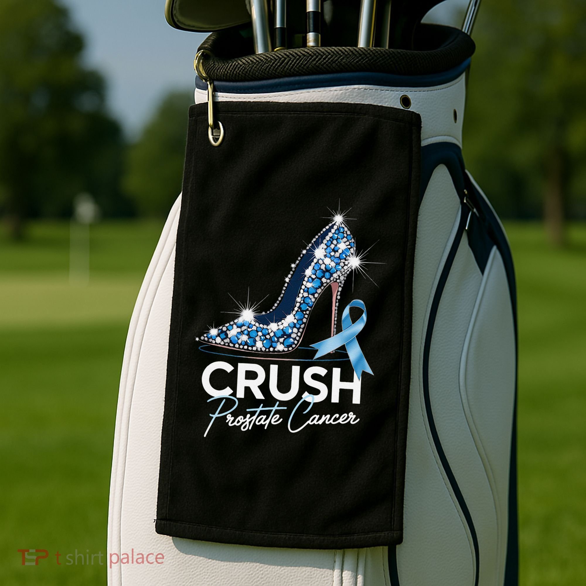 Crush Prostate Cancer Awareness Light Blue Ribbon High Golf Towel