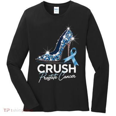Crush Prostate Cancer Awareness Light Blue Ribbon High Women's Long Sleeve Shirt