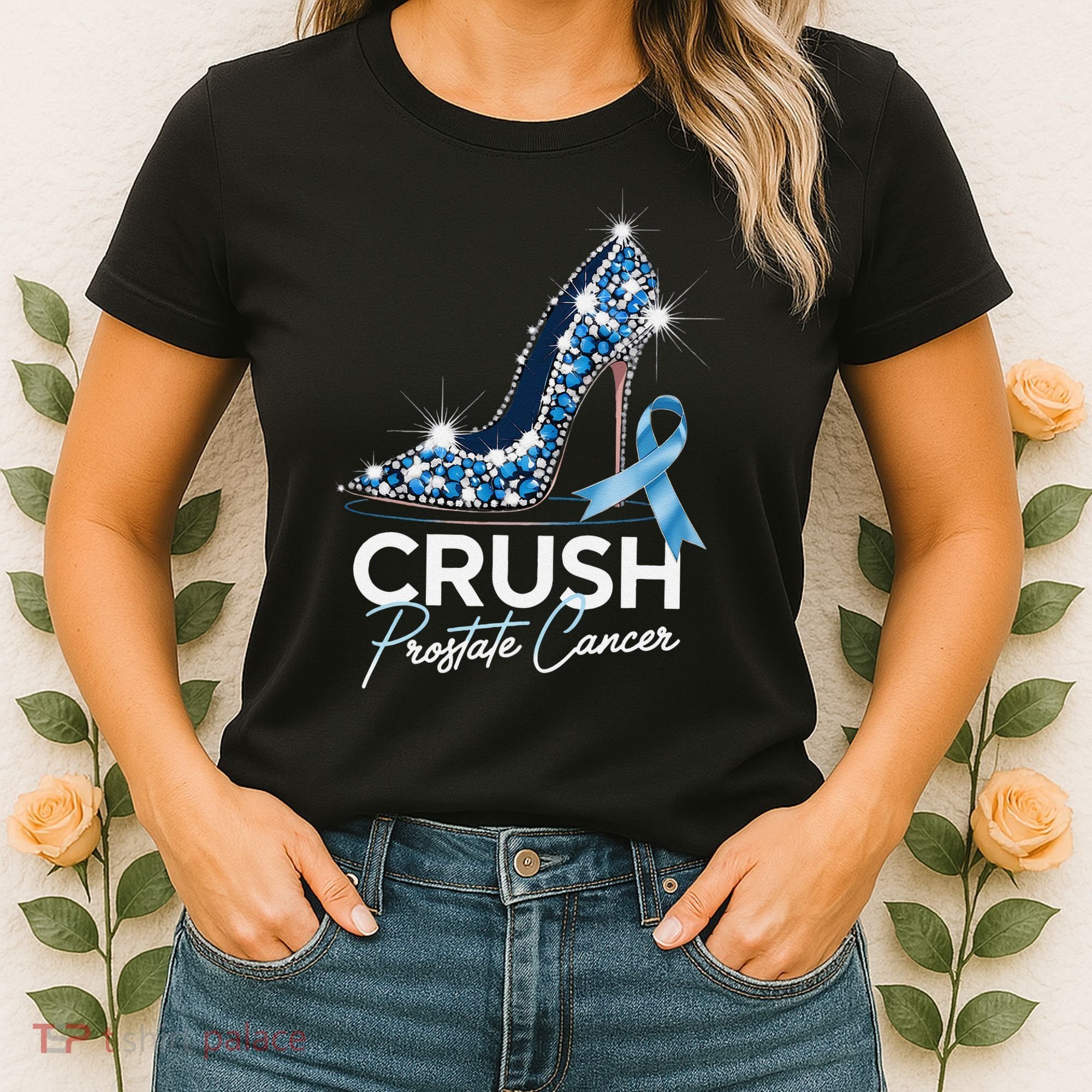 Crush Prostate Cancer Awareness Light Blue Ribbon High Women's T-Shirt