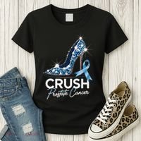 Crush Prostate Cancer Awareness Light Blue Ribbon High Women's T-Shirt thumb 3