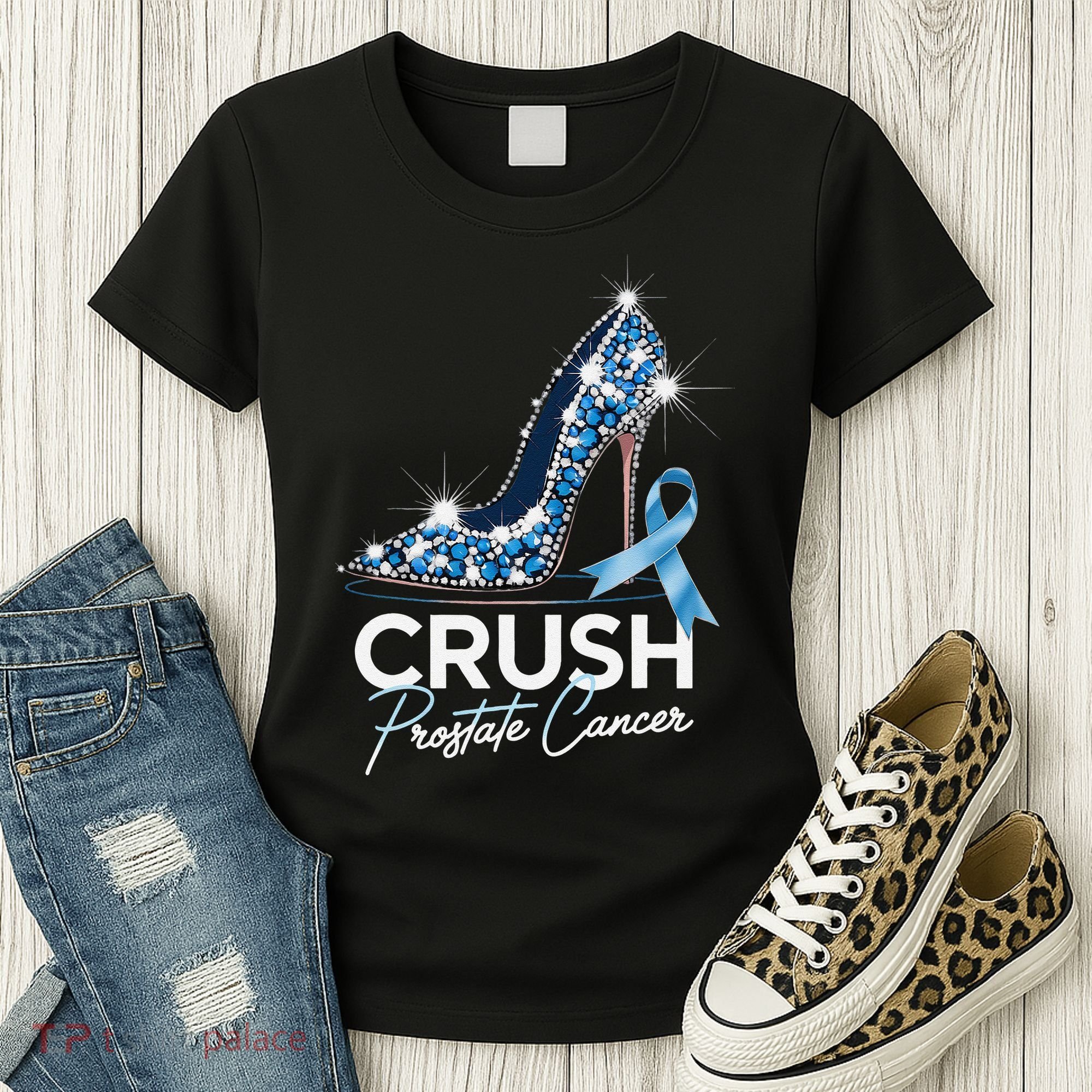 Crush Prostate Cancer Awareness Light Blue Ribbon High Women's T-Shirt