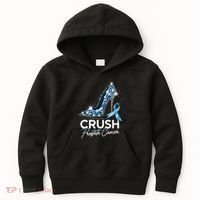 Crush Prostate Cancer Awareness Light Blue Ribbon High Kids Hoodie thumb 0