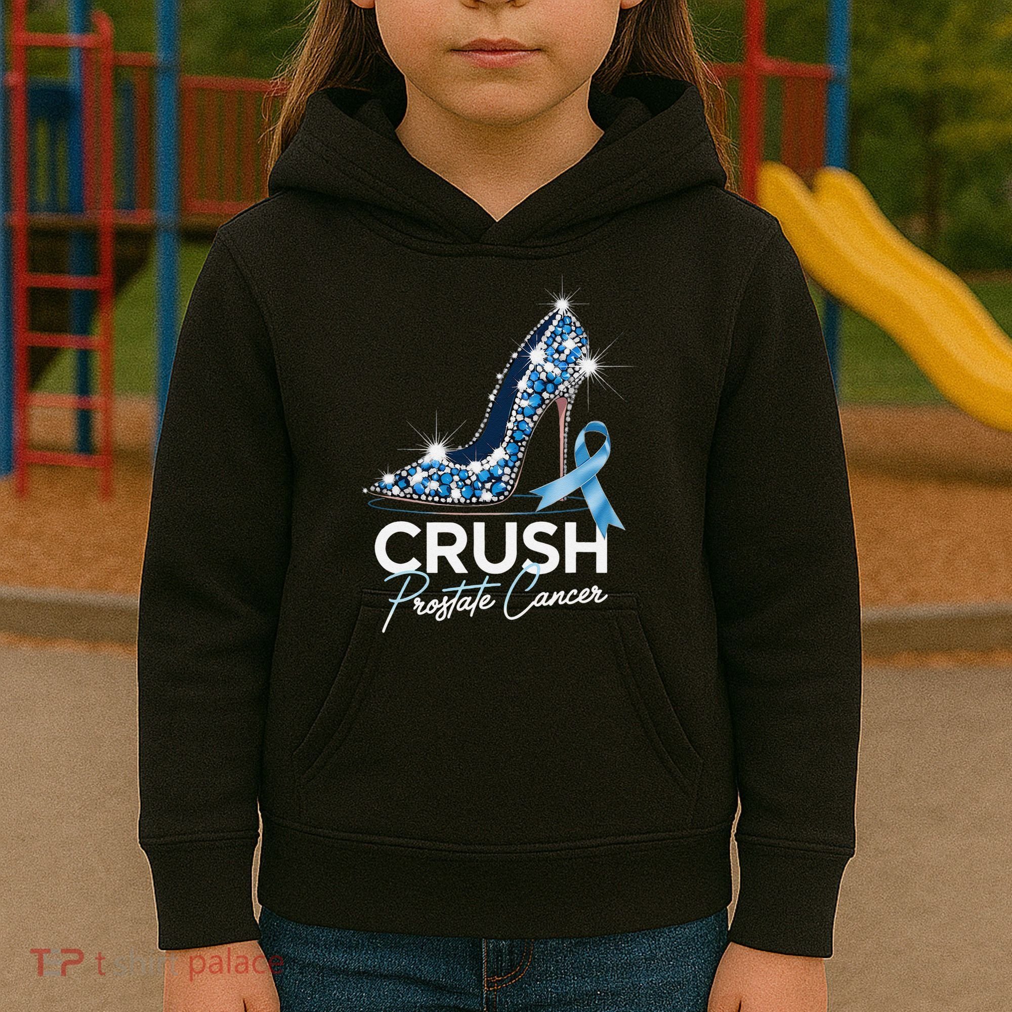 Crush Prostate Cancer Awareness Light Blue Ribbon High Kids Hoodie