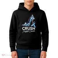 Crush Prostate Cancer Awareness Light Blue Ribbon High Kids Hoodie thumb 4