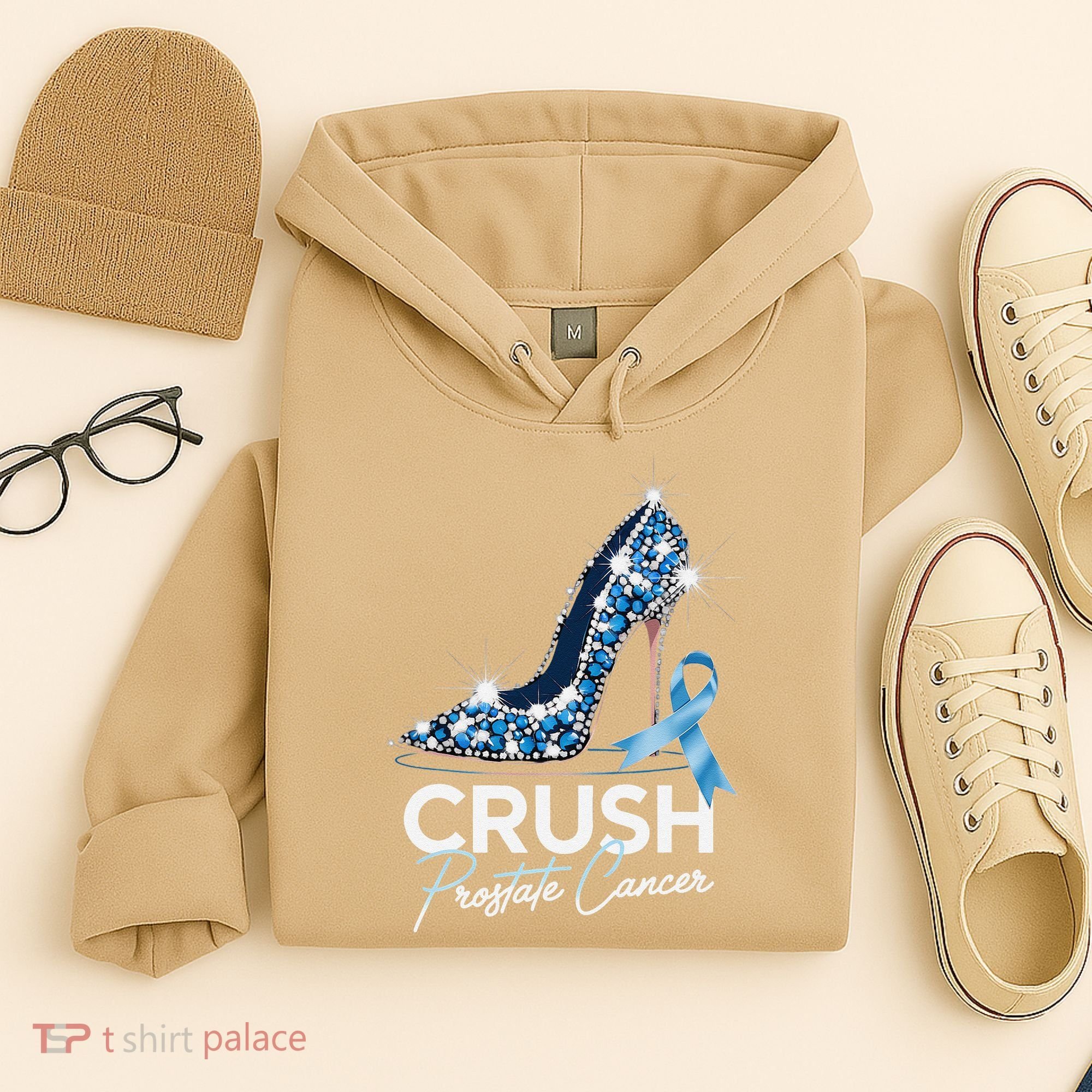 Crush Prostate Cancer Awareness Light Blue Ribbon High Hoodie