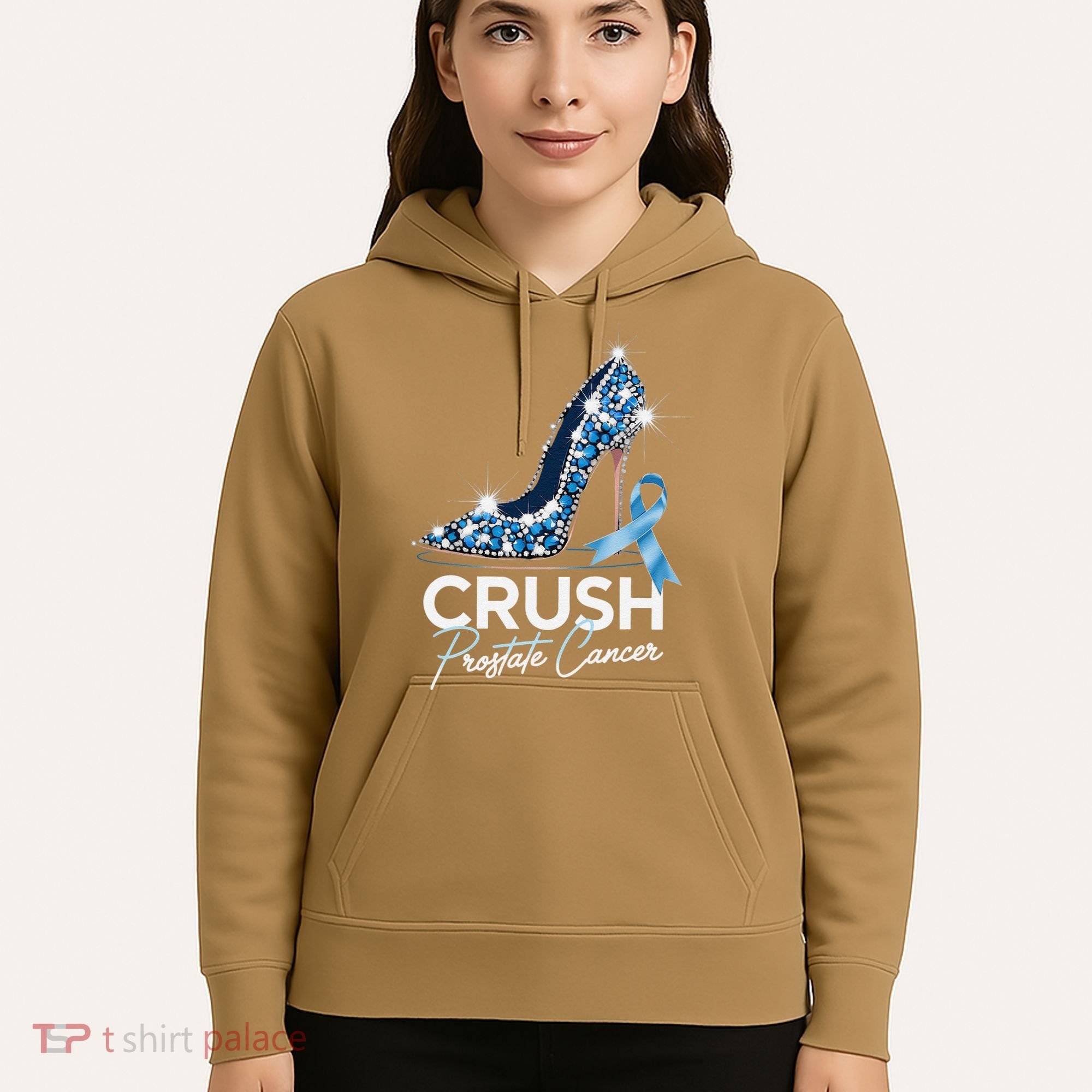 Crush Prostate Cancer Awareness Light Blue Ribbon High Hoodie