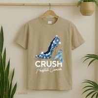 Crush Prostate Cancer Awareness Light Blue Ribbon High T-Shirt thumb 2