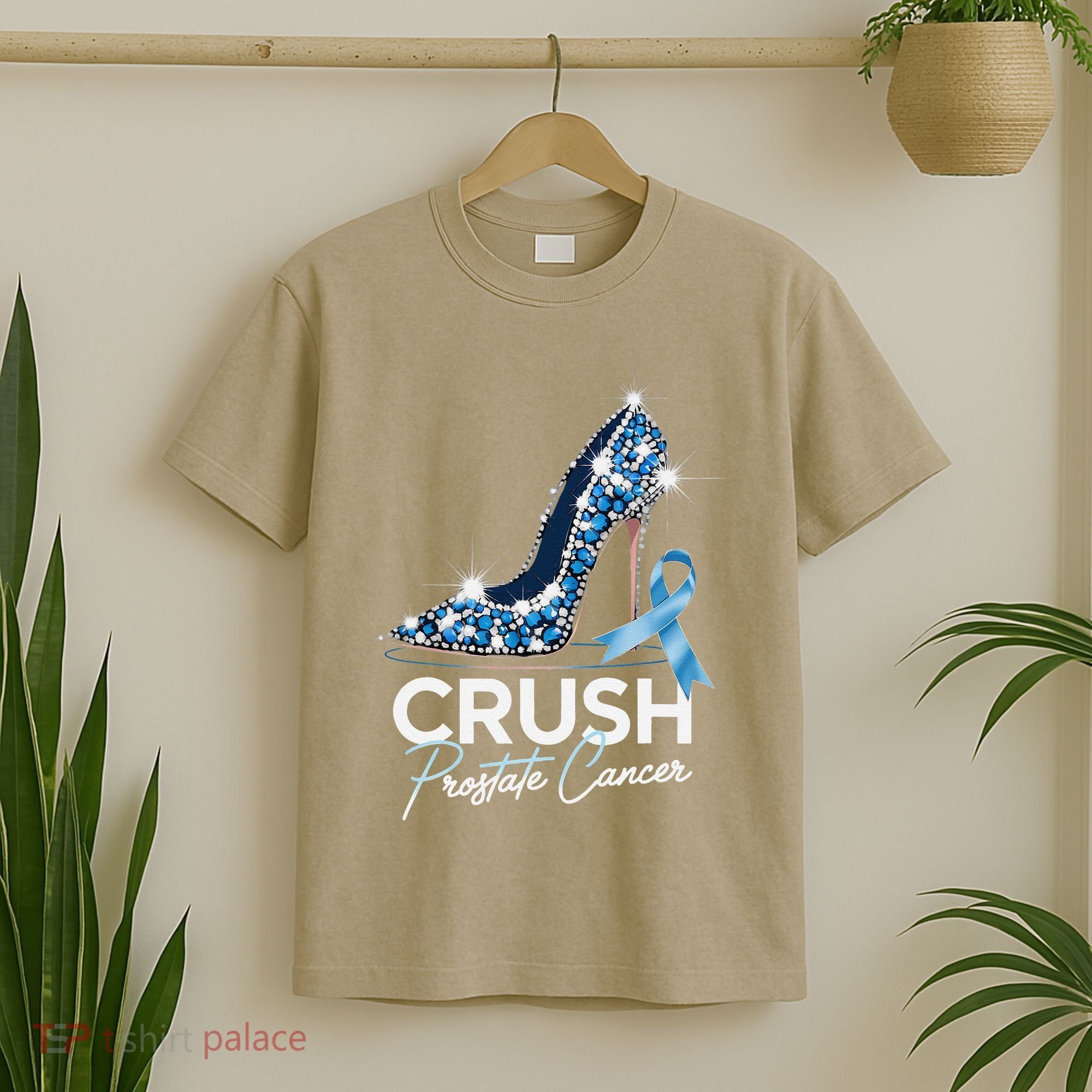 Crush Prostate Cancer Awareness Light Blue Ribbon High T-Shirt