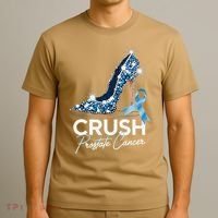 Crush Prostate Cancer Awareness Light Blue Ribbon High T-Shirt thumb 3