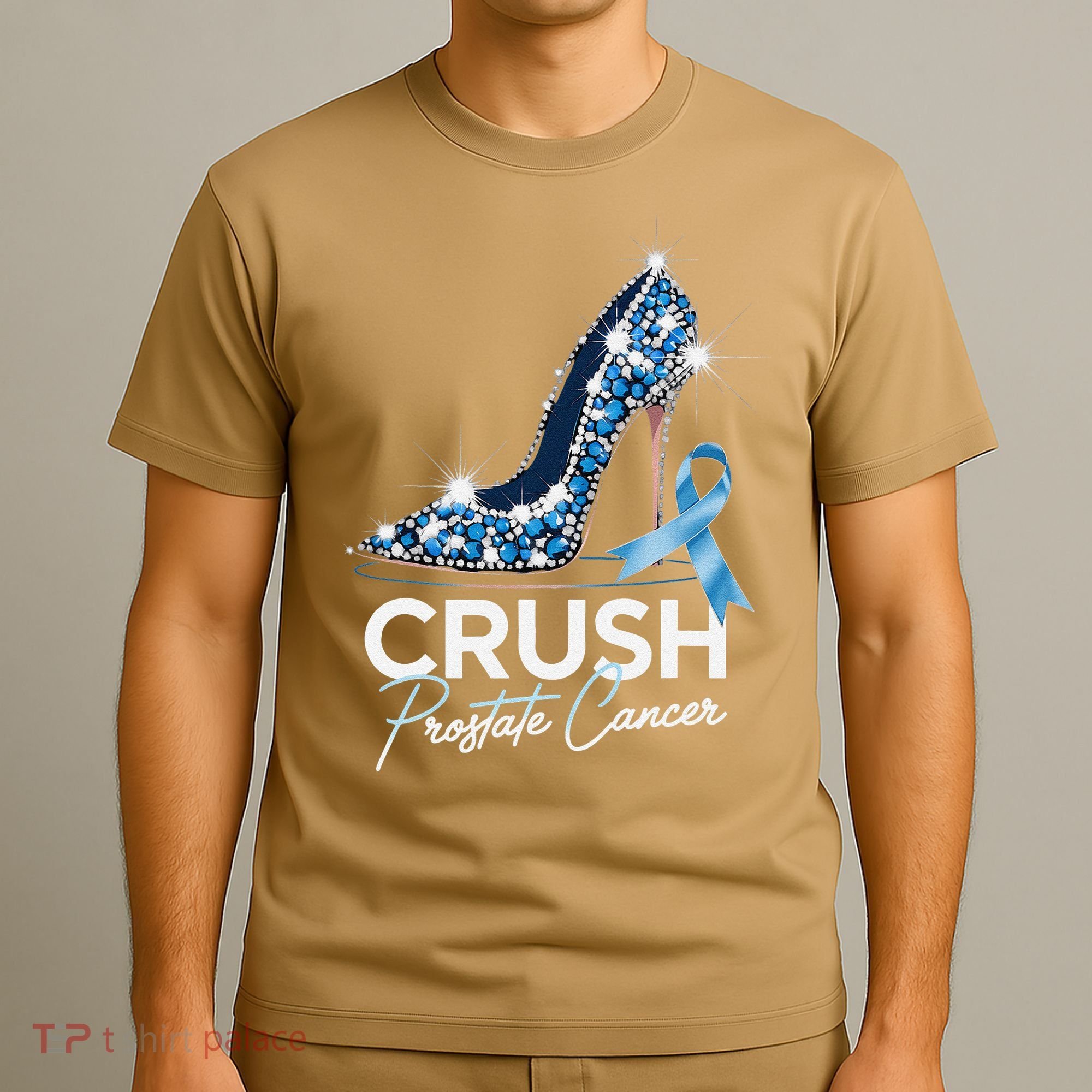 Crush Prostate Cancer Awareness Light Blue Ribbon High T-Shirt