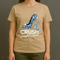 Crush Prostate Cancer Awareness Light Blue Ribbon High T-Shirt thumb 4