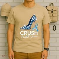 Crush Prostate Cancer Awareness Light Blue Ribbon High T-Shirt thumb 6