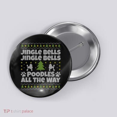 Christmas Poodle Cool Gift Button