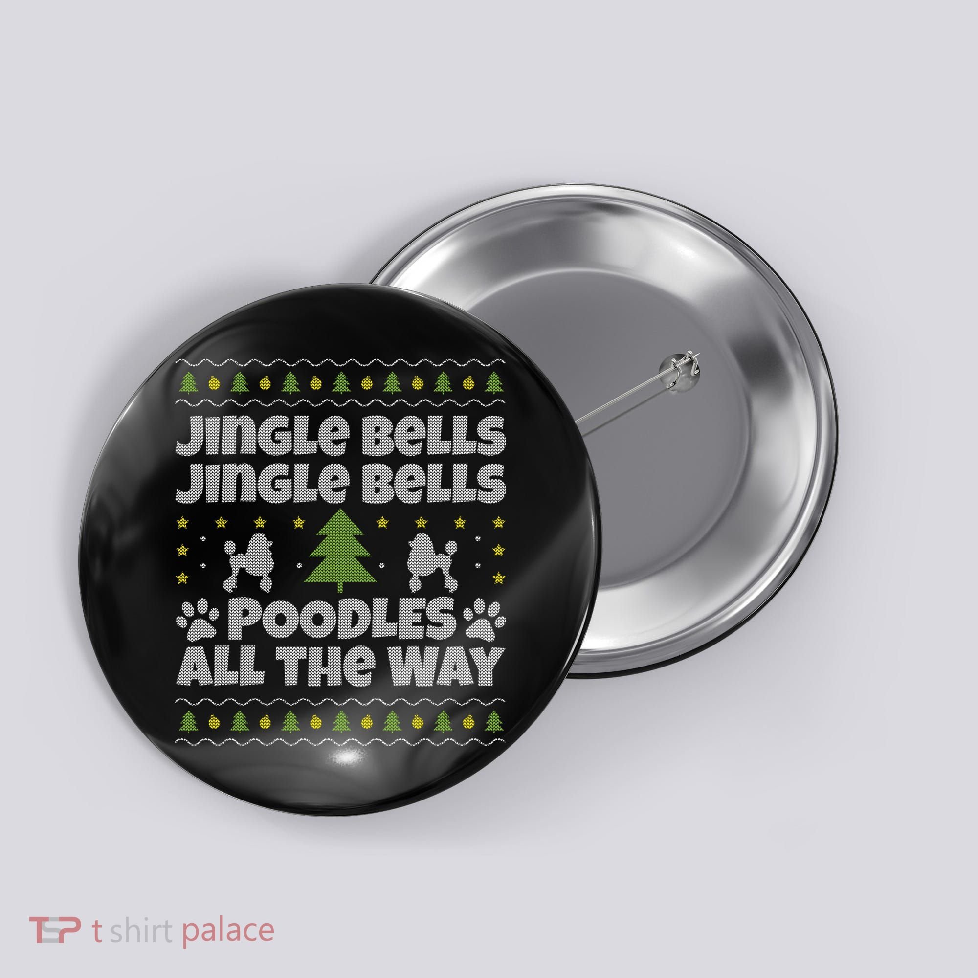 Christmas Poodle Cool Gift Button