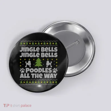 Christmas Poodle Cool Gift Button