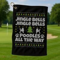 Christmas Poodle Cool Gift Golf Towel thumb 1