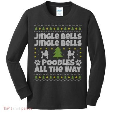 Christmas Poodle Cool Gift Kids Long Sleeve Shirt