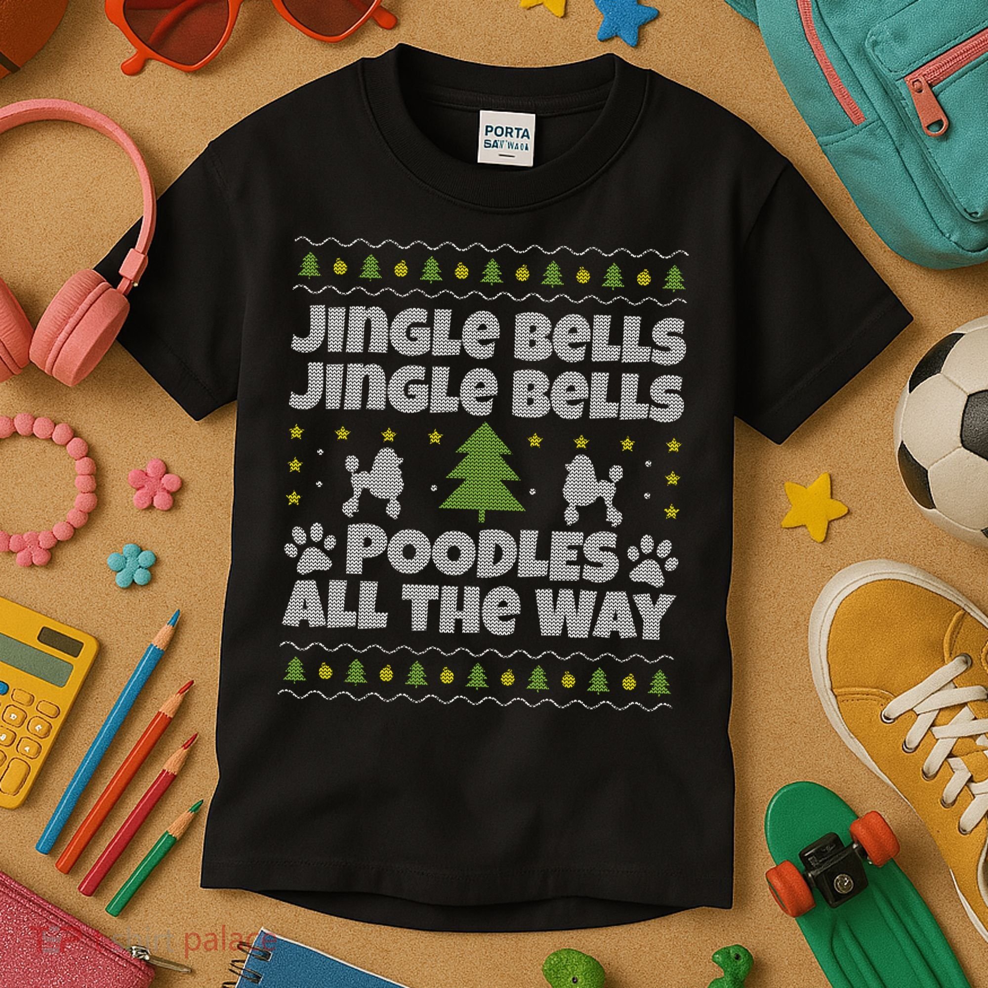 Christmas Poodle Cool Gift Kids T-Shirt