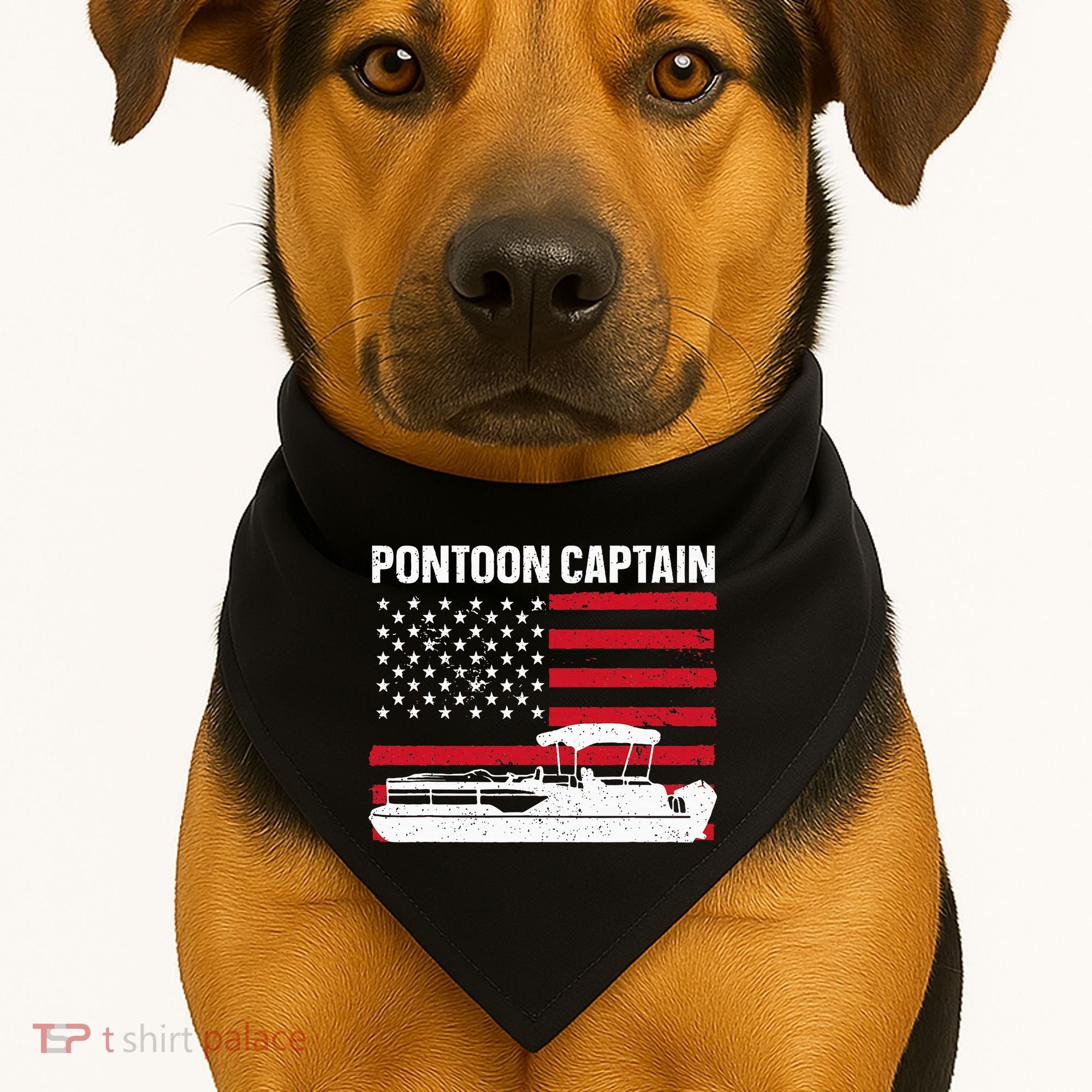 Cool Pontoon Captain Art Pontoon Boat Captain USA-Made Doggie Bandana